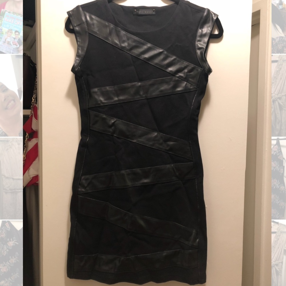 Bodycon Dress with Leather Details